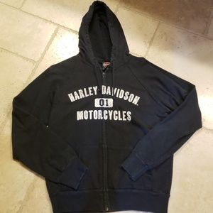 Black Harley Davidson sweat jacket.  Size Large.